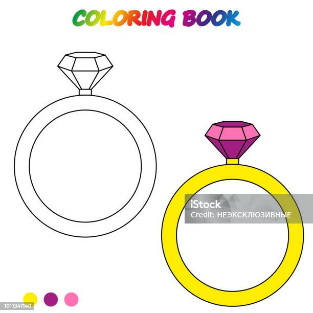 Diamond ring coloring book coloring page to educate preschool kids game for preschool kids vector cartoon illustration worksheet stock illustration