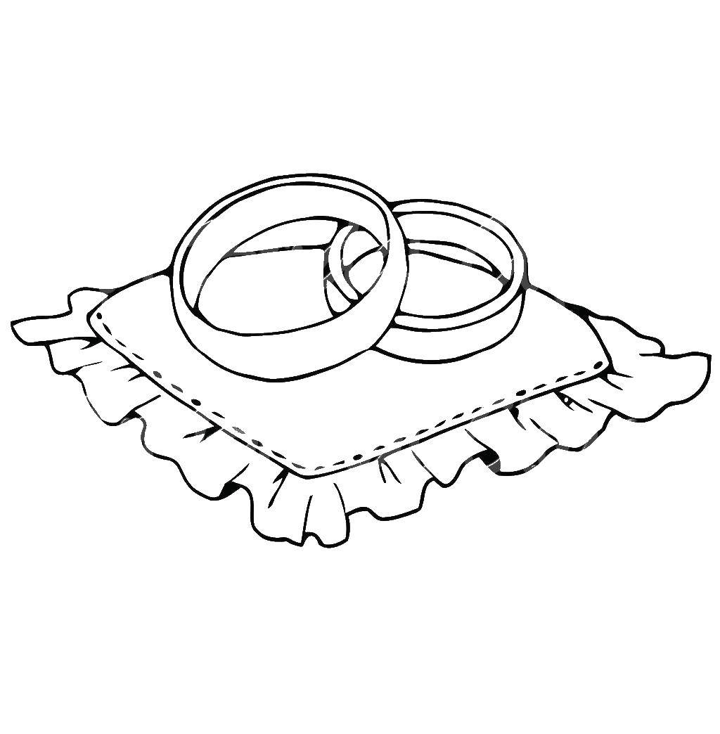 Online coloring pages rings coloring page wedding rings on a cushion ring