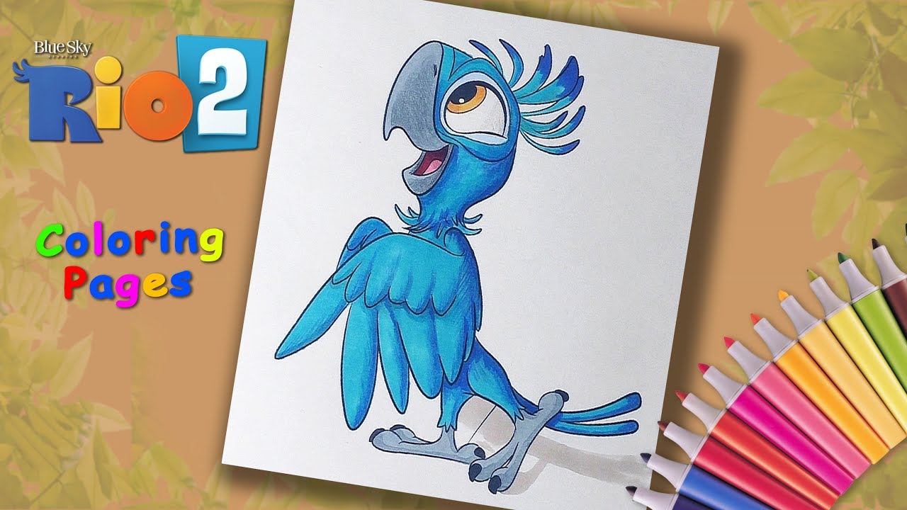 Rio coloring book coloring parrot tiago coloring lesson forchildren