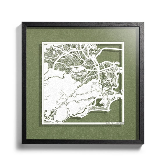 Rio de janeiro brasilia paper cut map d framed x inches gift boxed background color self