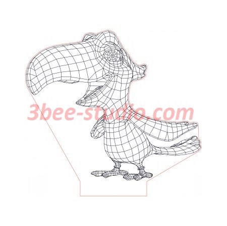 Cartoon toucan bird d illusion lamp plan vector file