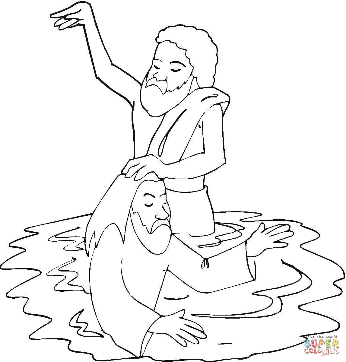Baptism of jesus in river jordan coloring page free printable coloring pages
