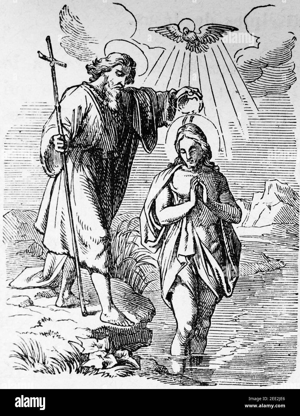 Baptism of jesus by john black and white stock photos images