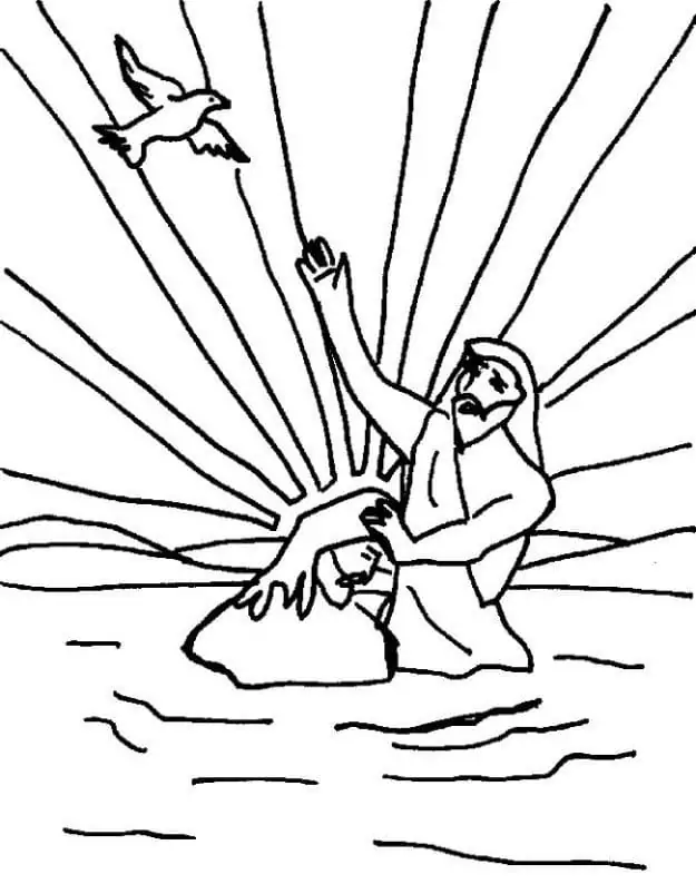 Baptism of jesus in river jordan coloring page
