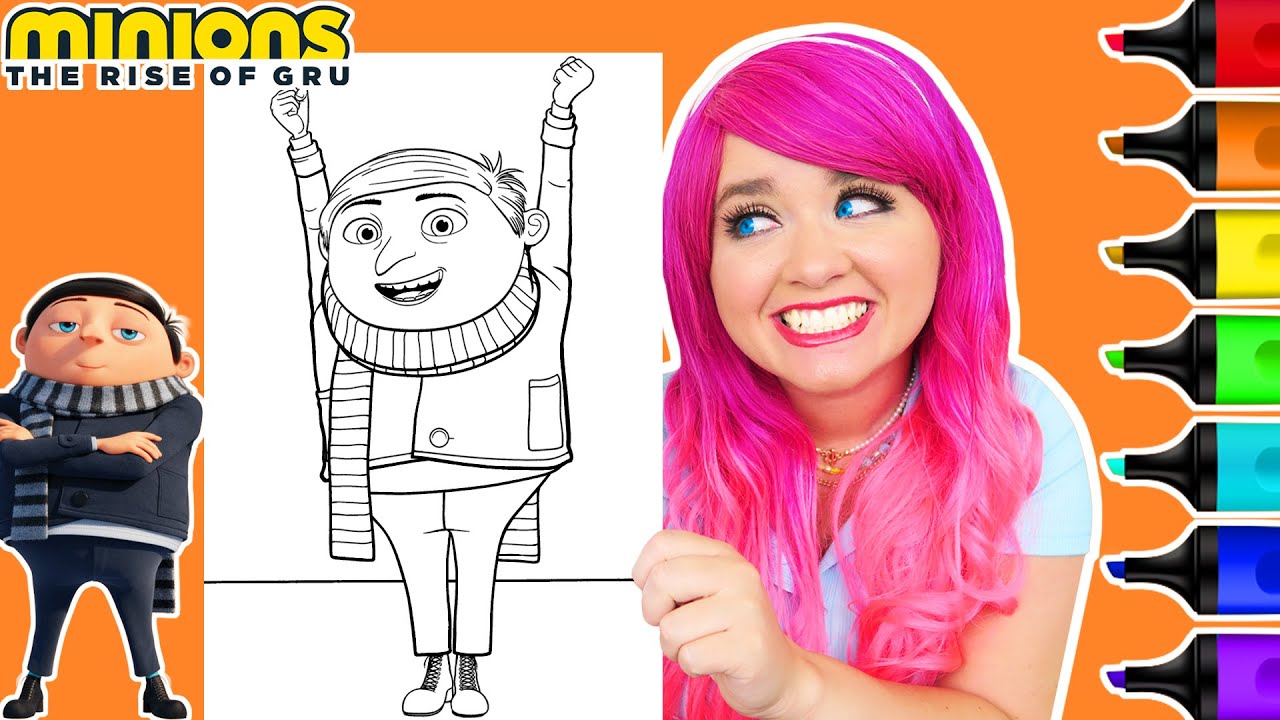 Coloring gru inions the rise of gru coloring page ohuhu paint arkers