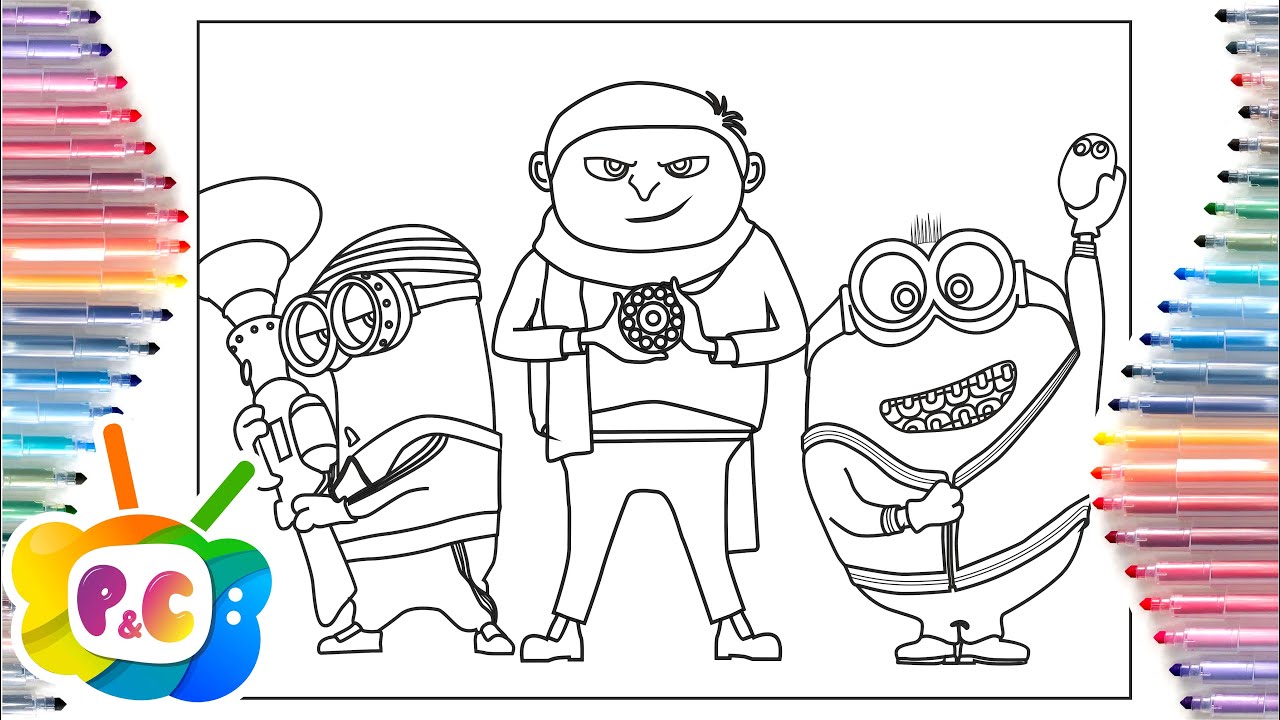 Inions the rise of gru coloring pages retrovision