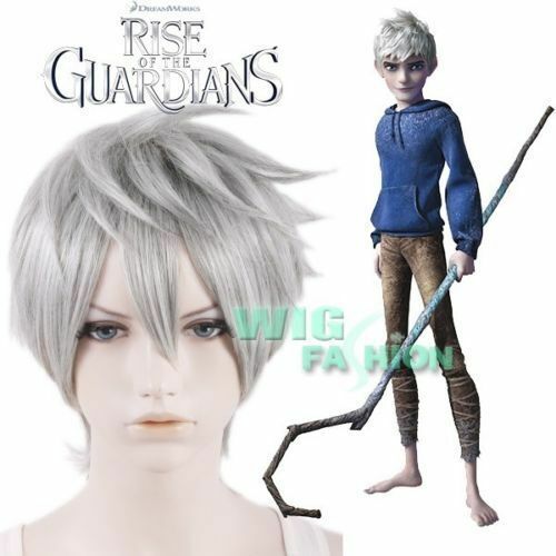 Rise of the guardian jack frost short straight grey anime cosplay hair wig new