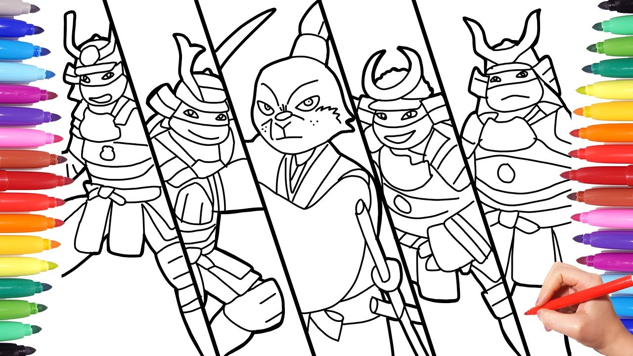 Ninja turtles saurai coloring pages for kids how to draw tnt with saurai costues tnt coloring