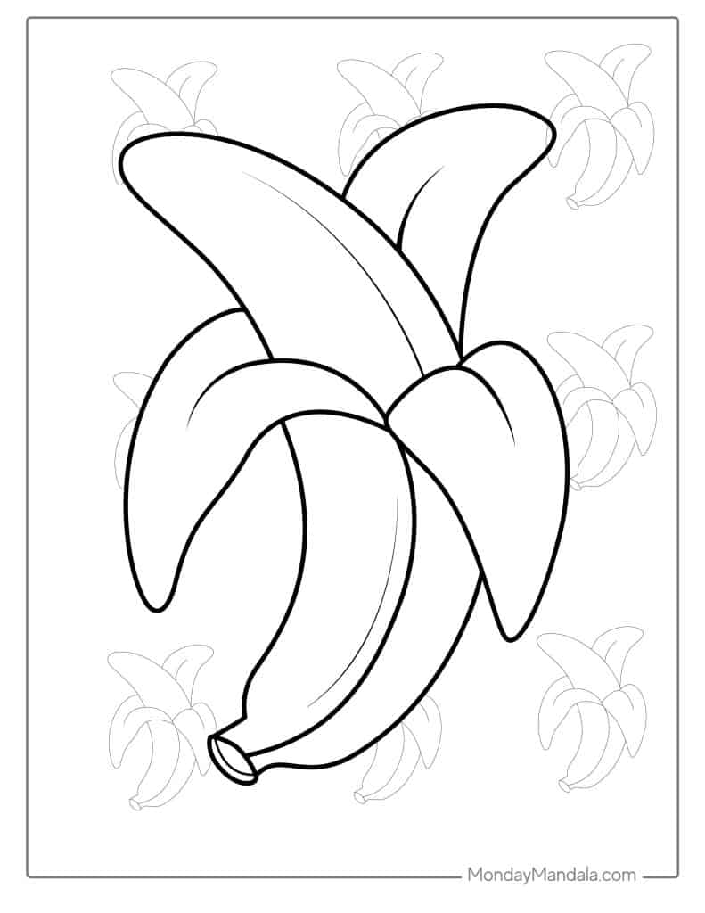 Banana coloring pages free pdf printables