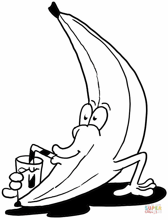 Cartoon banana coloring page free printable coloring pages