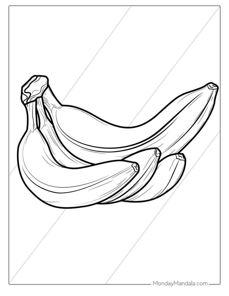 Banana coloring pages free pdf printables