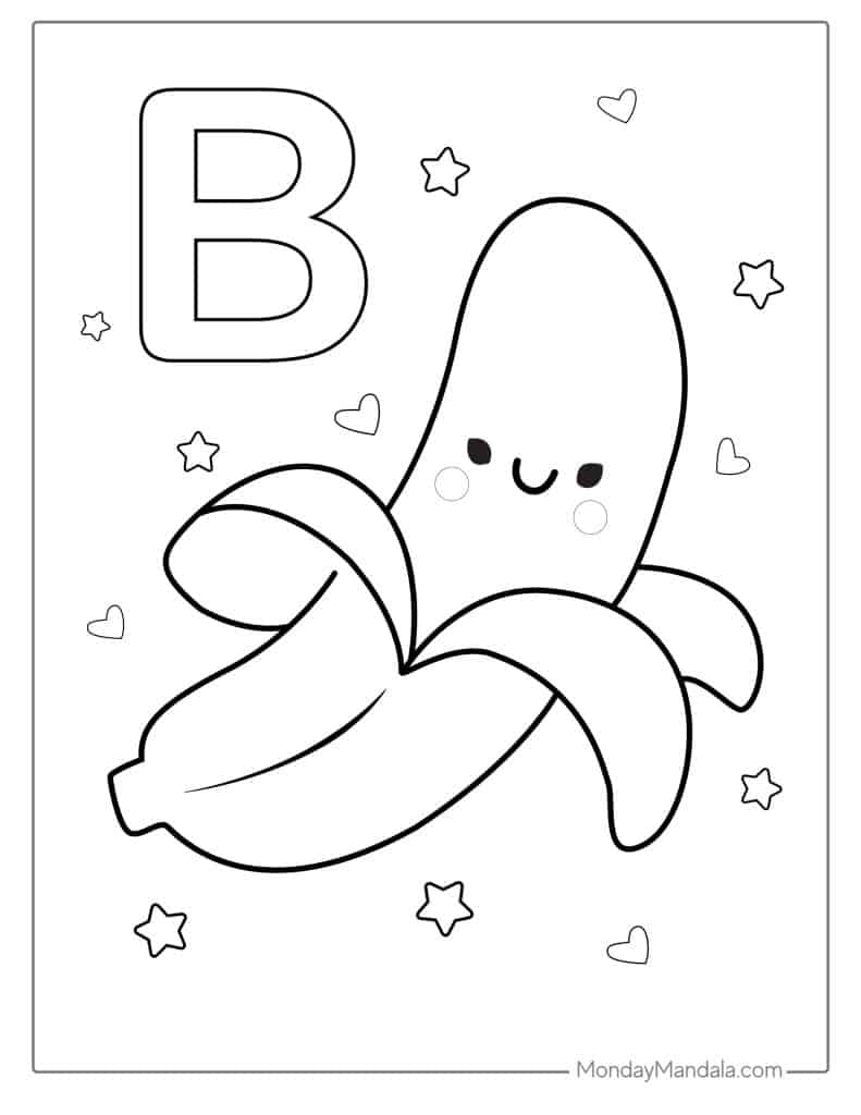 Banana coloring pages free pdf printables
