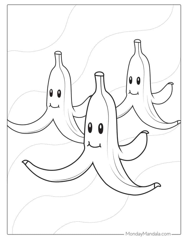 Banana coloring pages free pdf printables