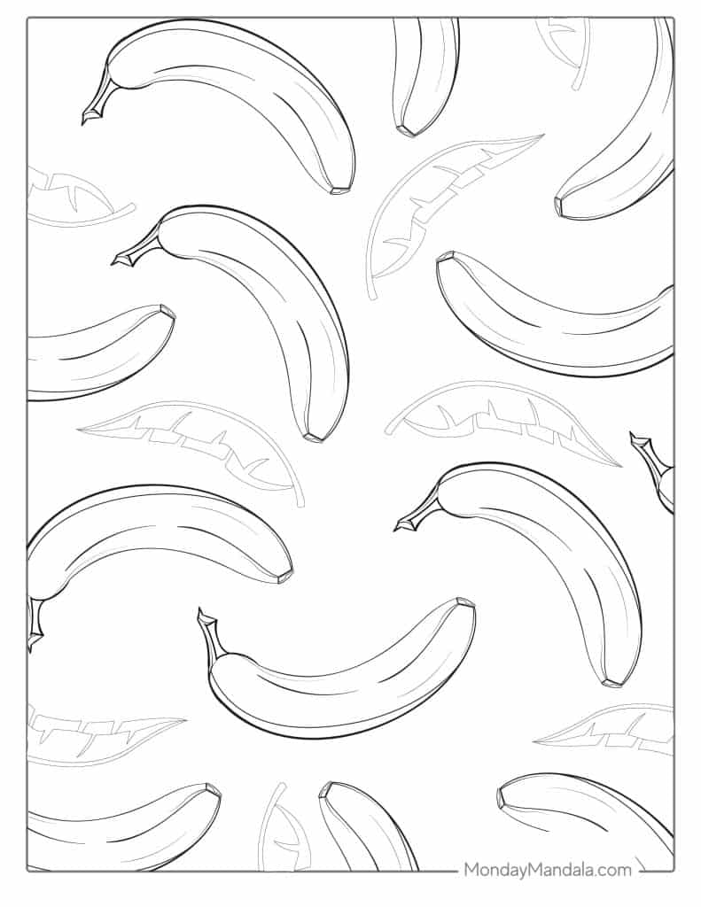 Banana coloring pages free pdf printables