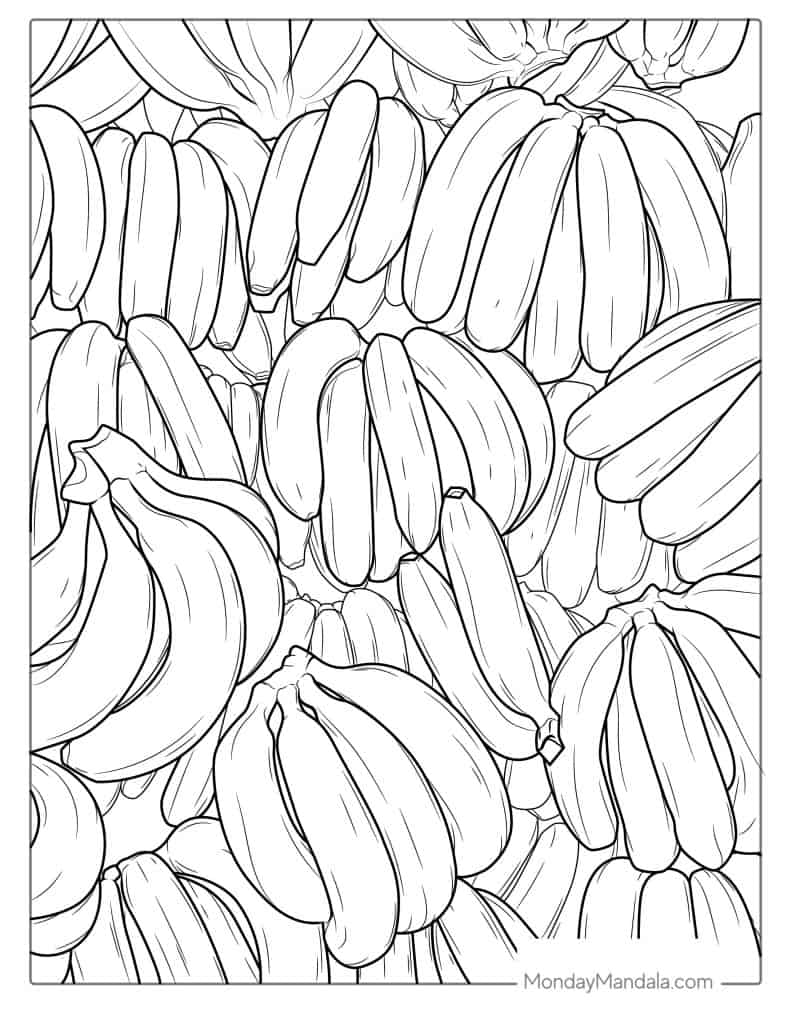 Banana coloring pages free pdf printables