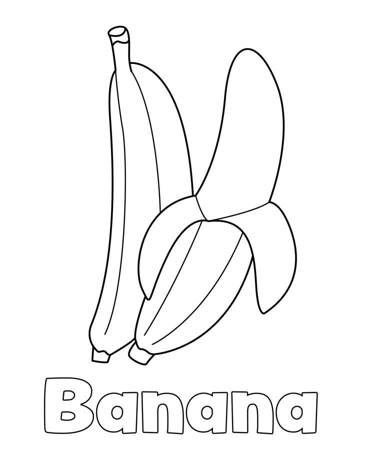 Banana coloring page coloring pages drawing for kids banana crafts