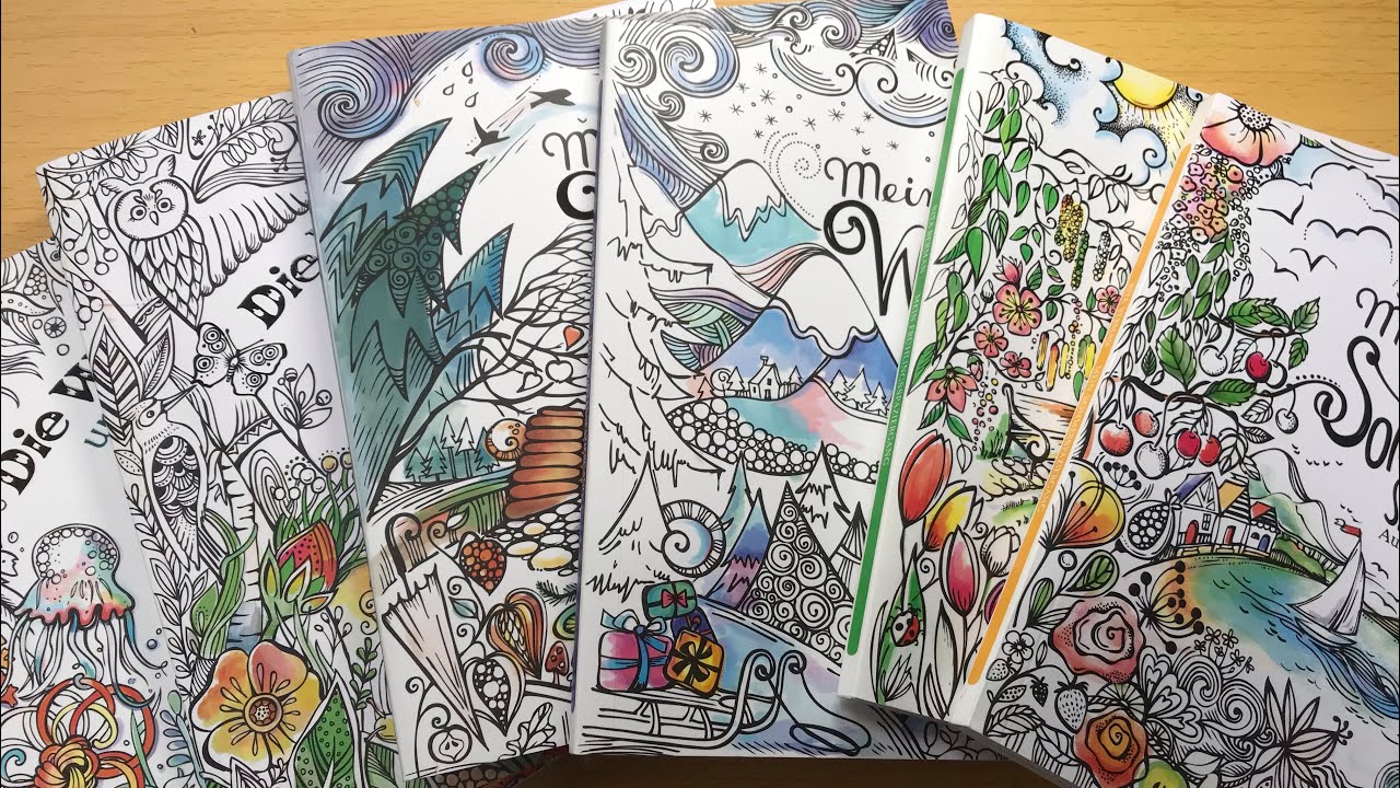Copleted pages in y rita beran colouring books adult colouring