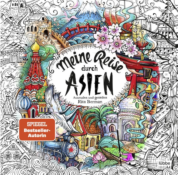 Rita berman meine reise durch asien ausmalen und geniessen coloring book illustration