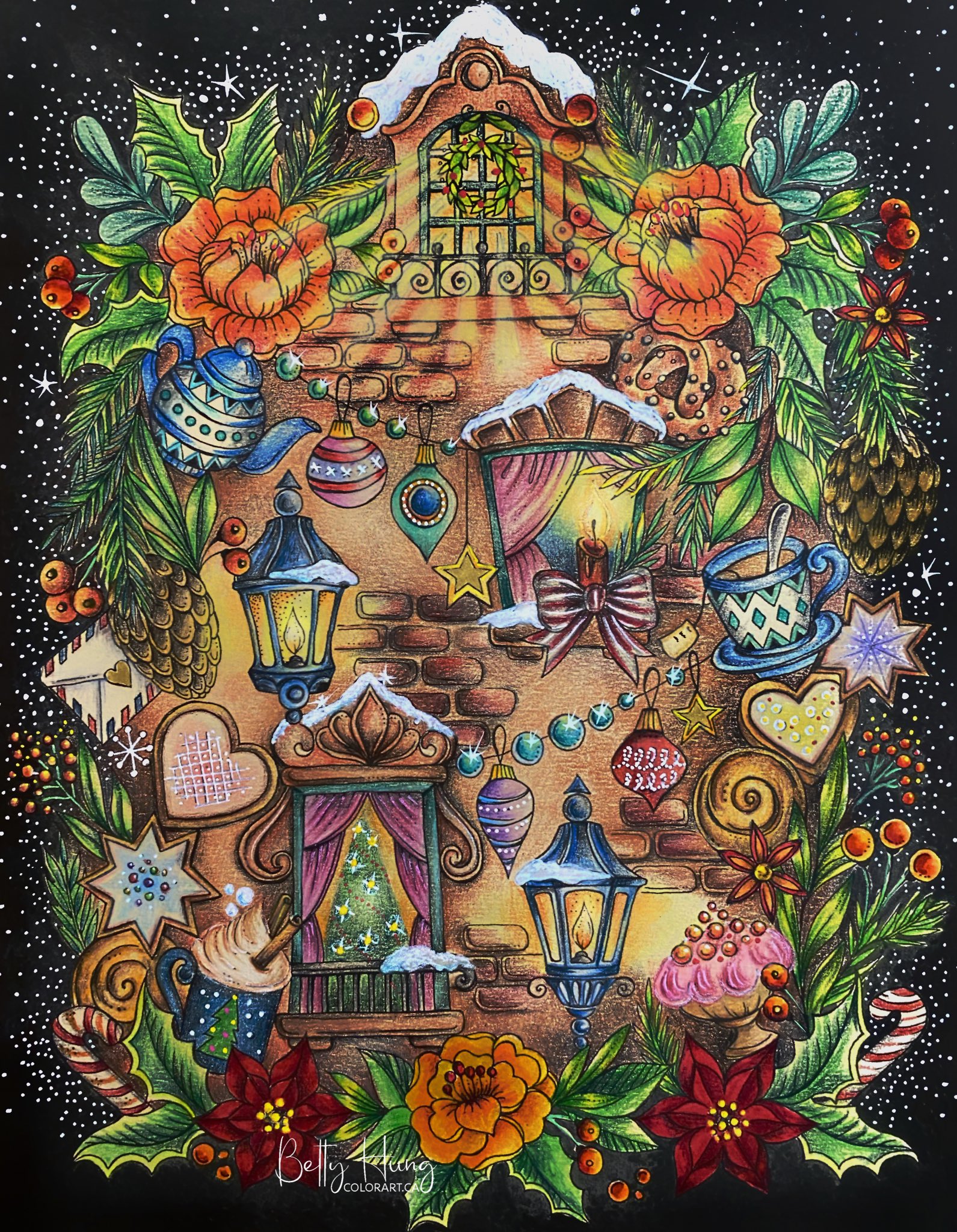Color art on x a lovely christmas gift by rita berman colored with caran dache liminance and posca httpstcoavfswlcqa x