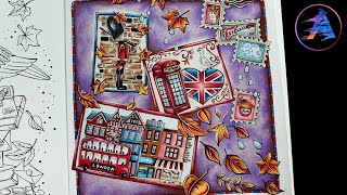 Coloring postcards british red telephone box london bus meine reise durch europa by rita berman