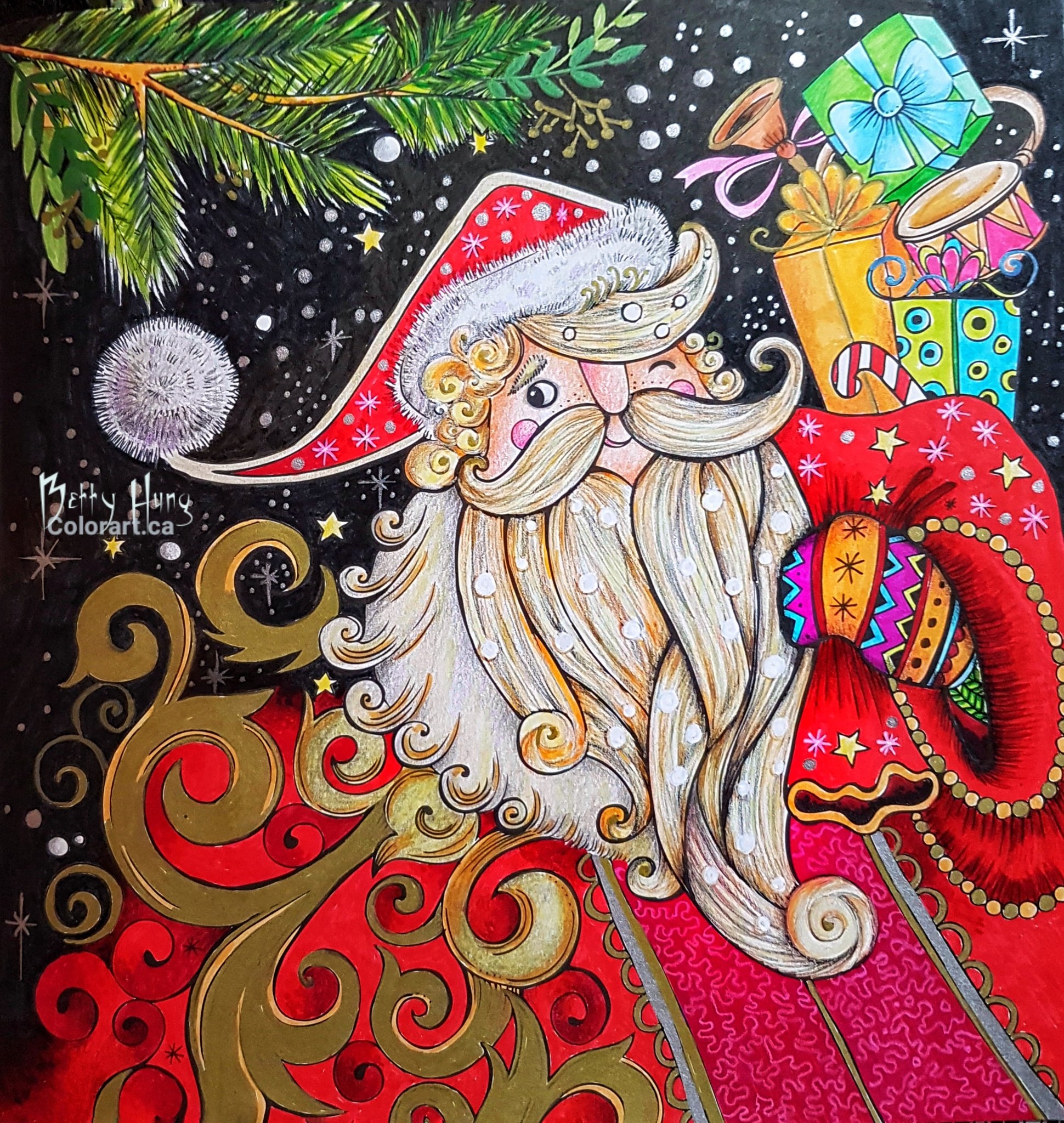 Color art on x santa claus is ing to town ððµ super cute illustration from mein spaziergang durch die jahreszeiten by rita berman done with tombow dual brush pens irojiten colored pencils