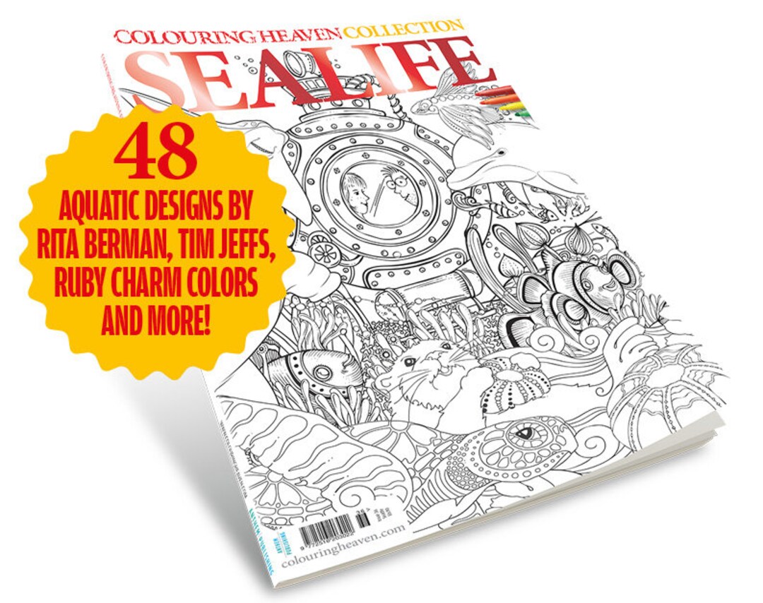 Colouring heaven collection sealife print magazine under the sea colouring pages tim jeffs ruby charm colors more