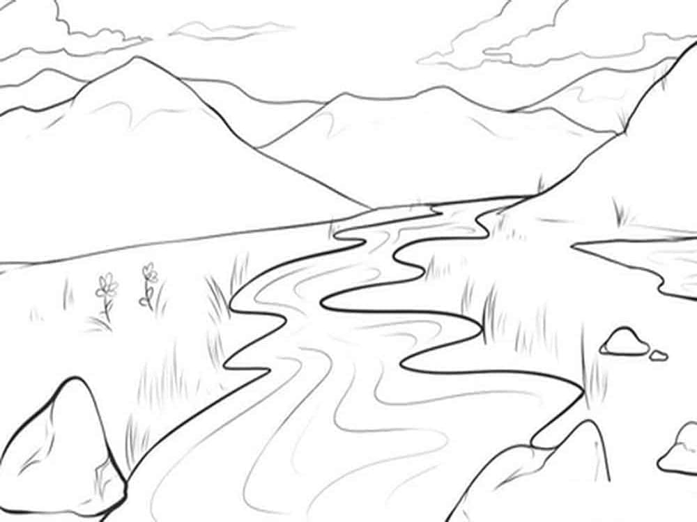 Free river coloring page