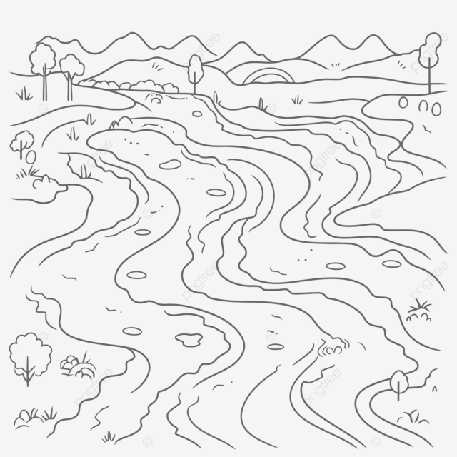 Picture of a river coloring page with an outline vector basic simple cute cartoon rivers outline isolated on white background children s coloring page png and vector with transparent background for free