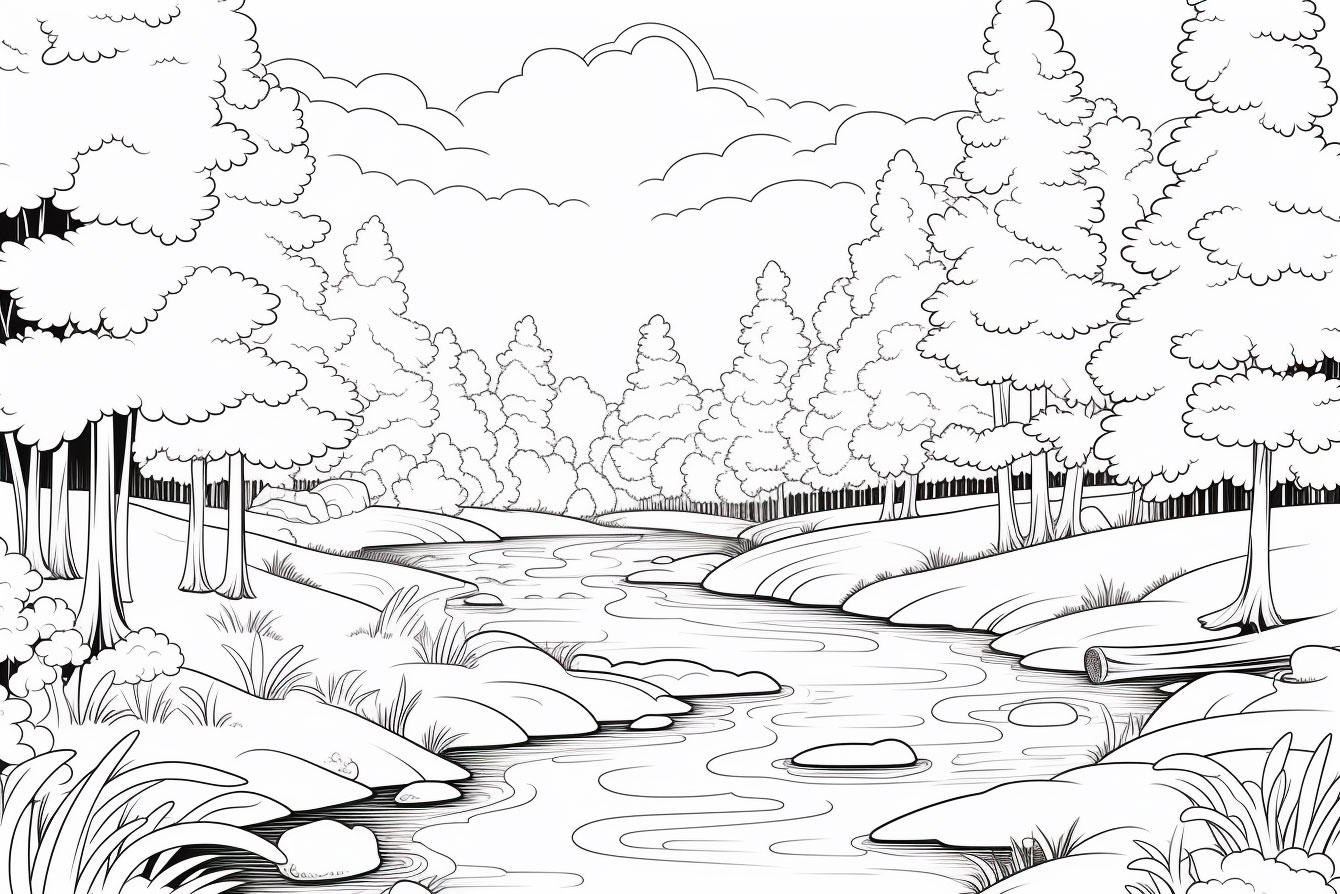 River in the forest coloring books for children years old coloring pages