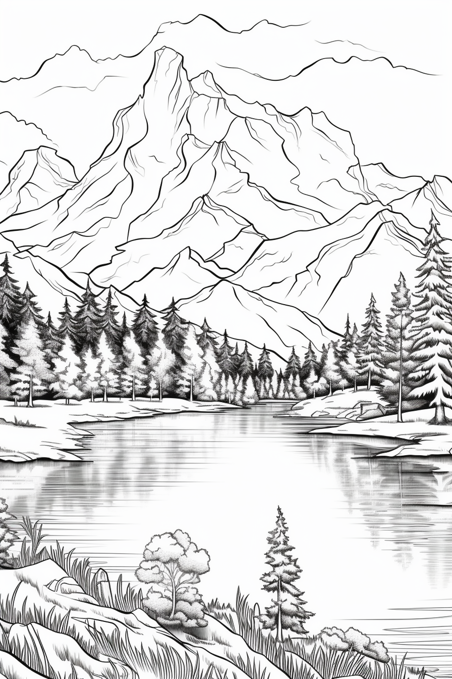 River in the mountains coloring page ðñðððððº