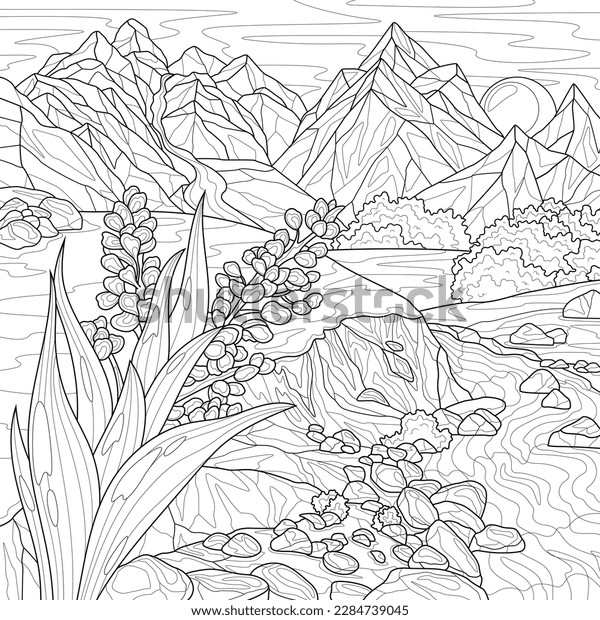 Thousand coloring pages landscape royalty