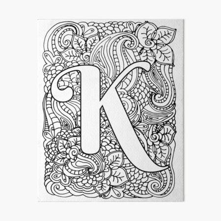 Adult coloring page monogram letter r art board print for sale by mamasweetea