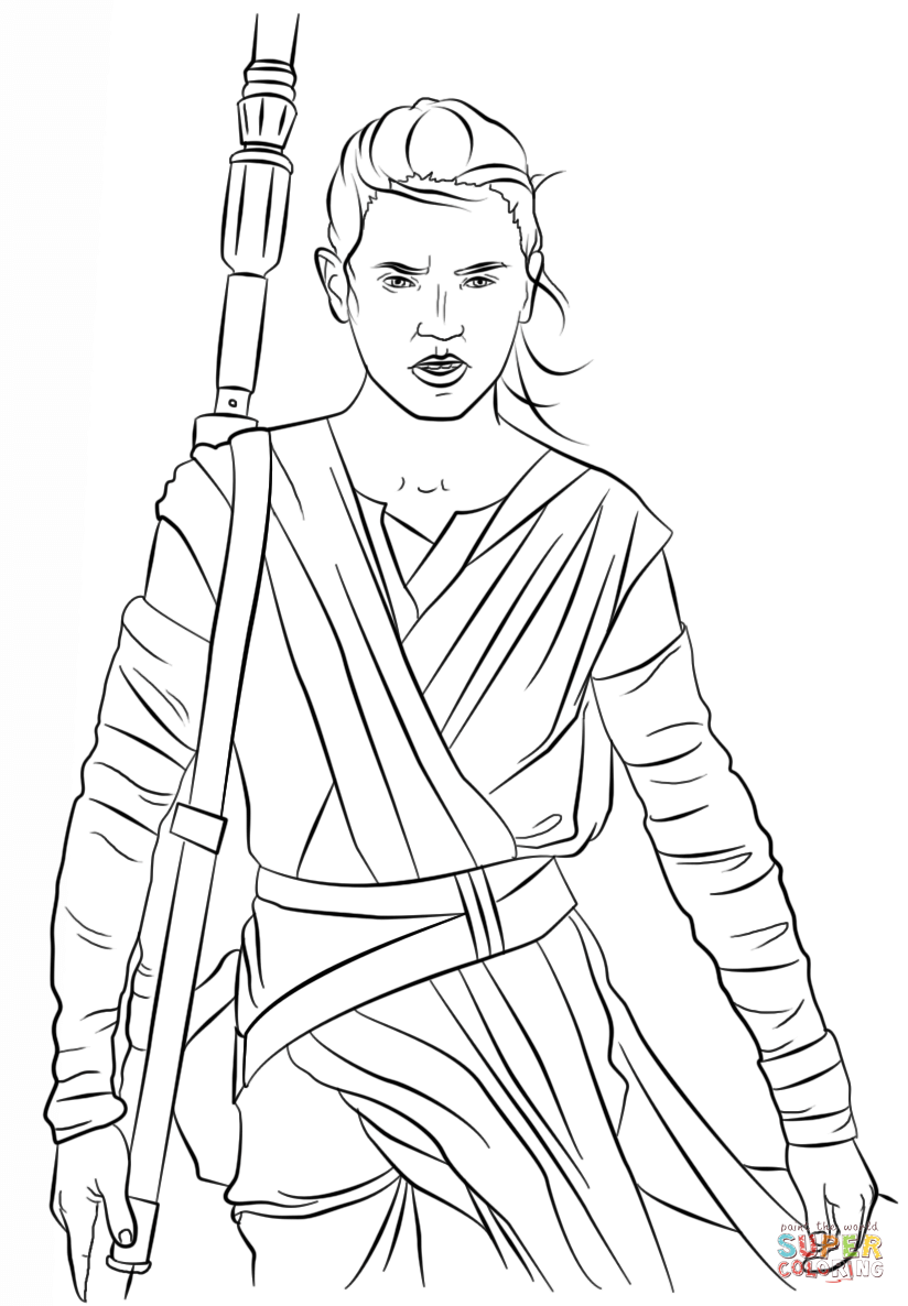 Rey from the force awakens coloring page free printable coloring pages
