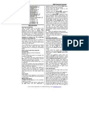 Manual ur pdf remote control television technology