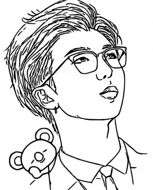 Namjoon outline drawing easy cartoon drawings line art drawings