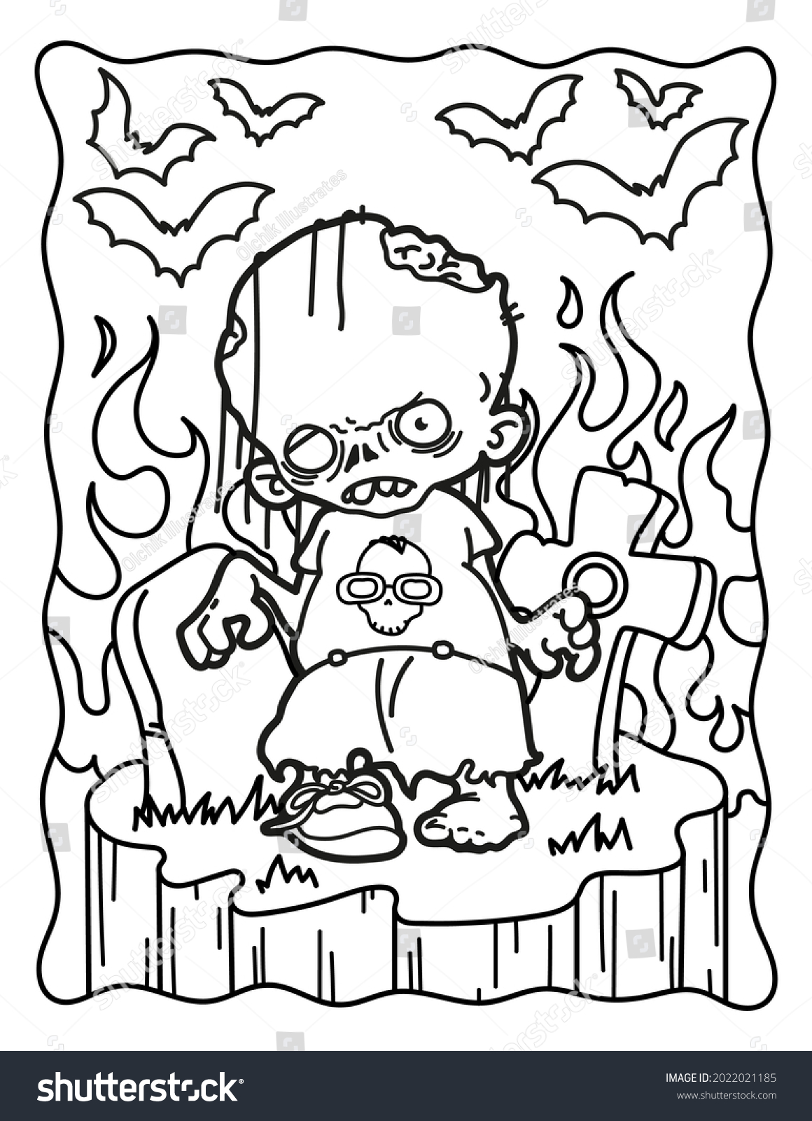 Zombie coloring book children coloring book stock illustration