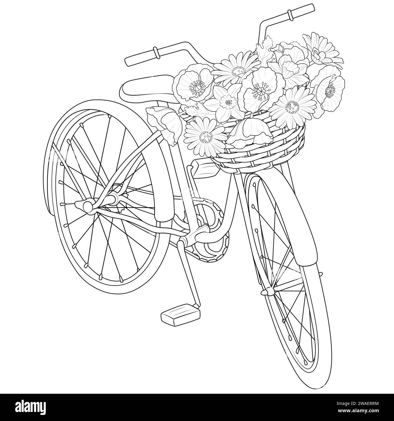 Bicycle coloring page stock vector images