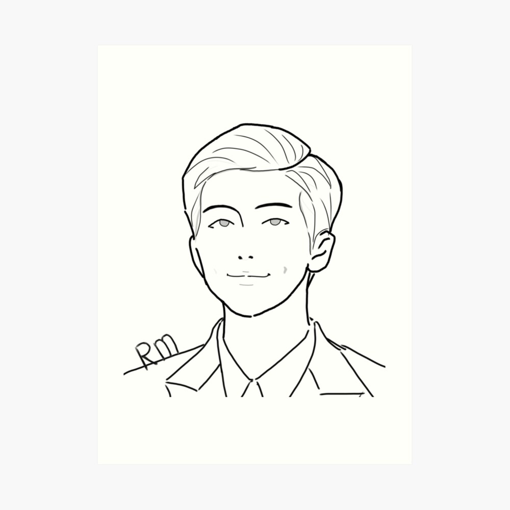 Namjoon simple outline drawing poster for sale by cloudyplaylist