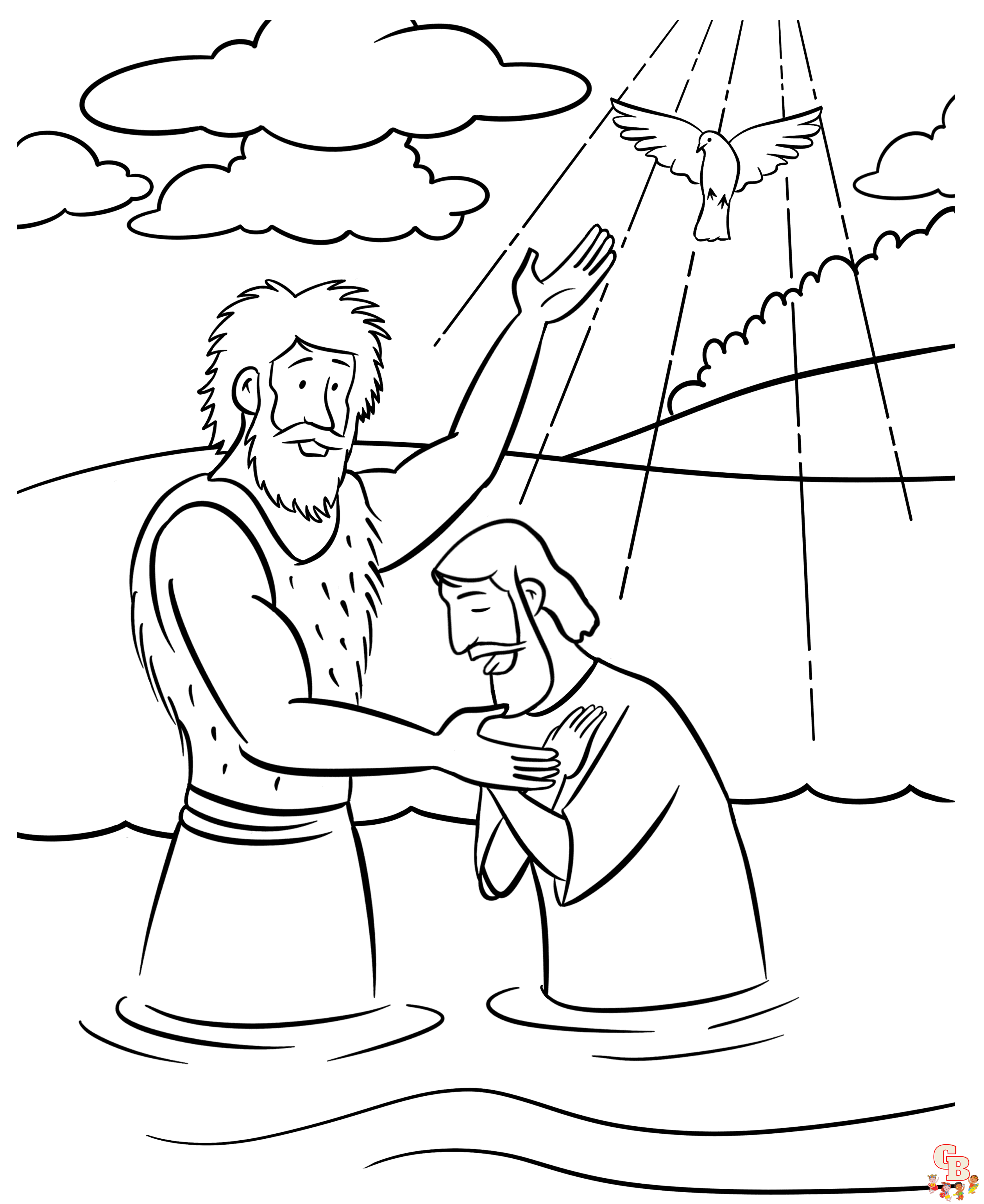 Printable baptism coloring pages free for kids and adults