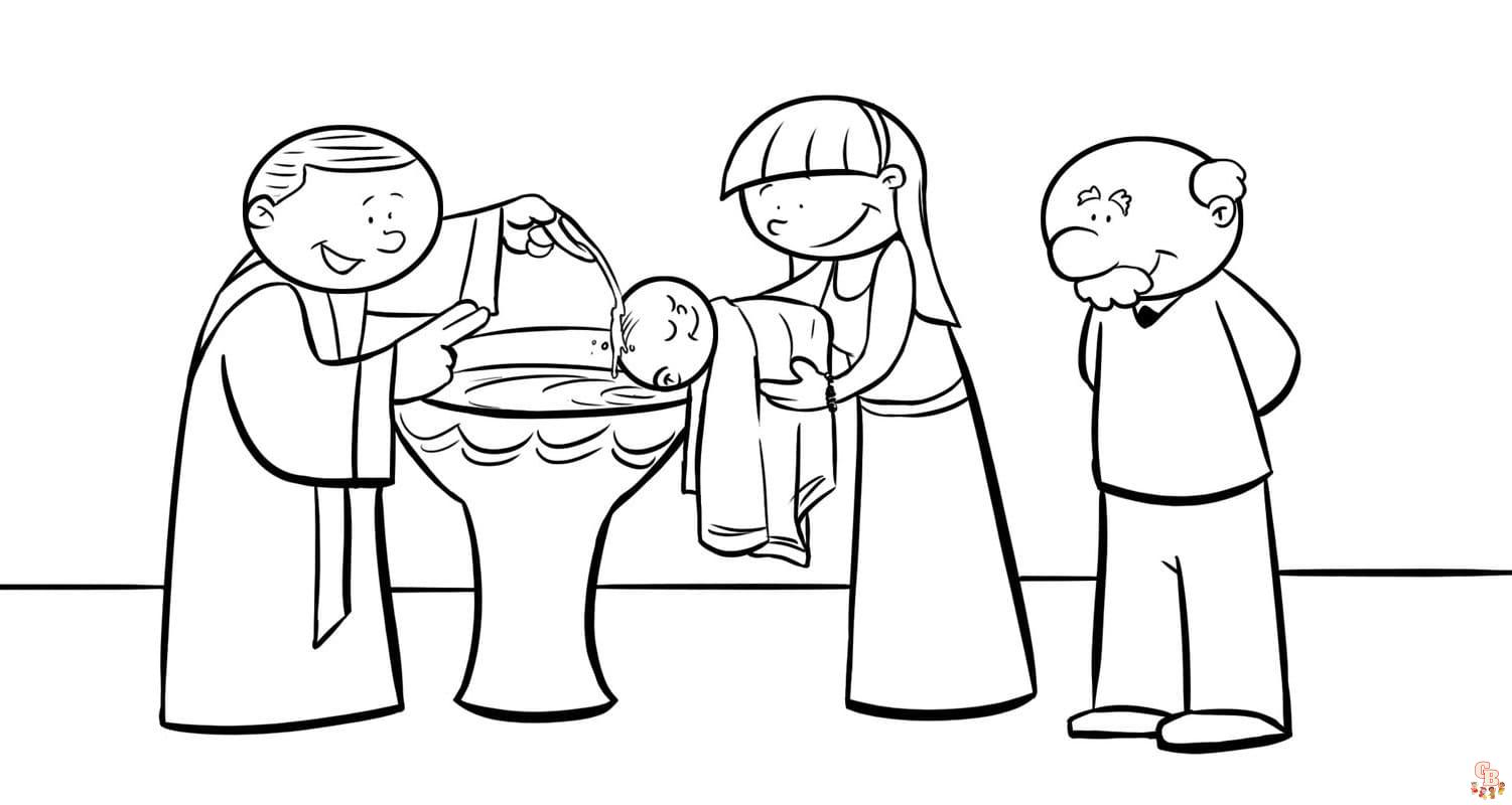 Printable baptism coloring pages free for kids and adults