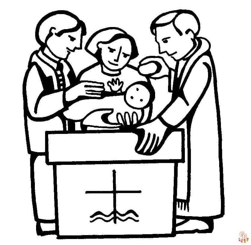 Printable baptism coloring pages free for kids and adults