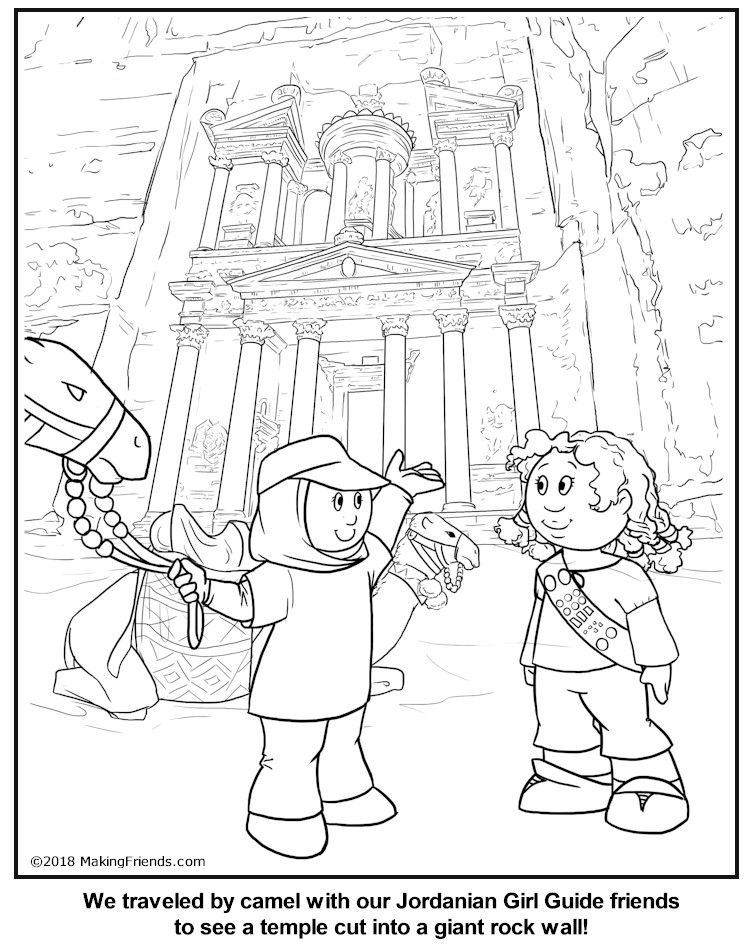 Jordanian girl guide coloring page girl guides free kids coloring pages world thinking day