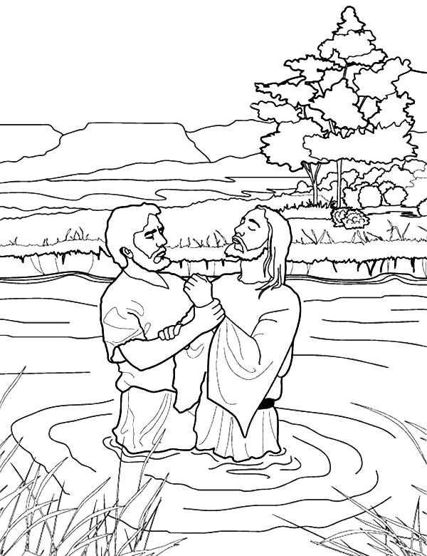 Dibujo de bautismo para colorear y pintar