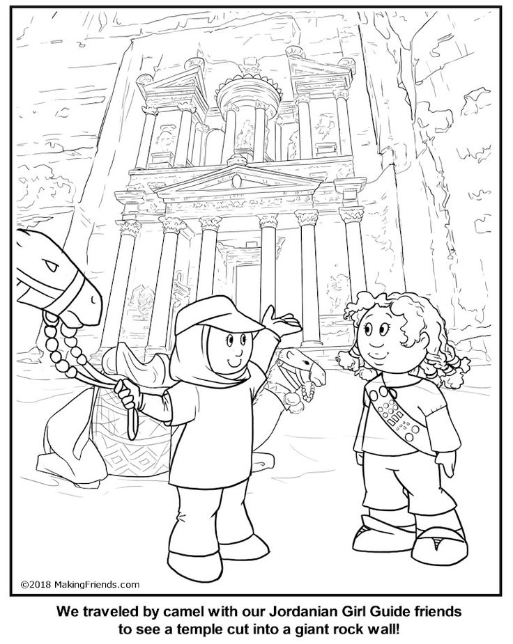 Jordanian girl guide coloring page girl guides free kids coloring pages world thinking day