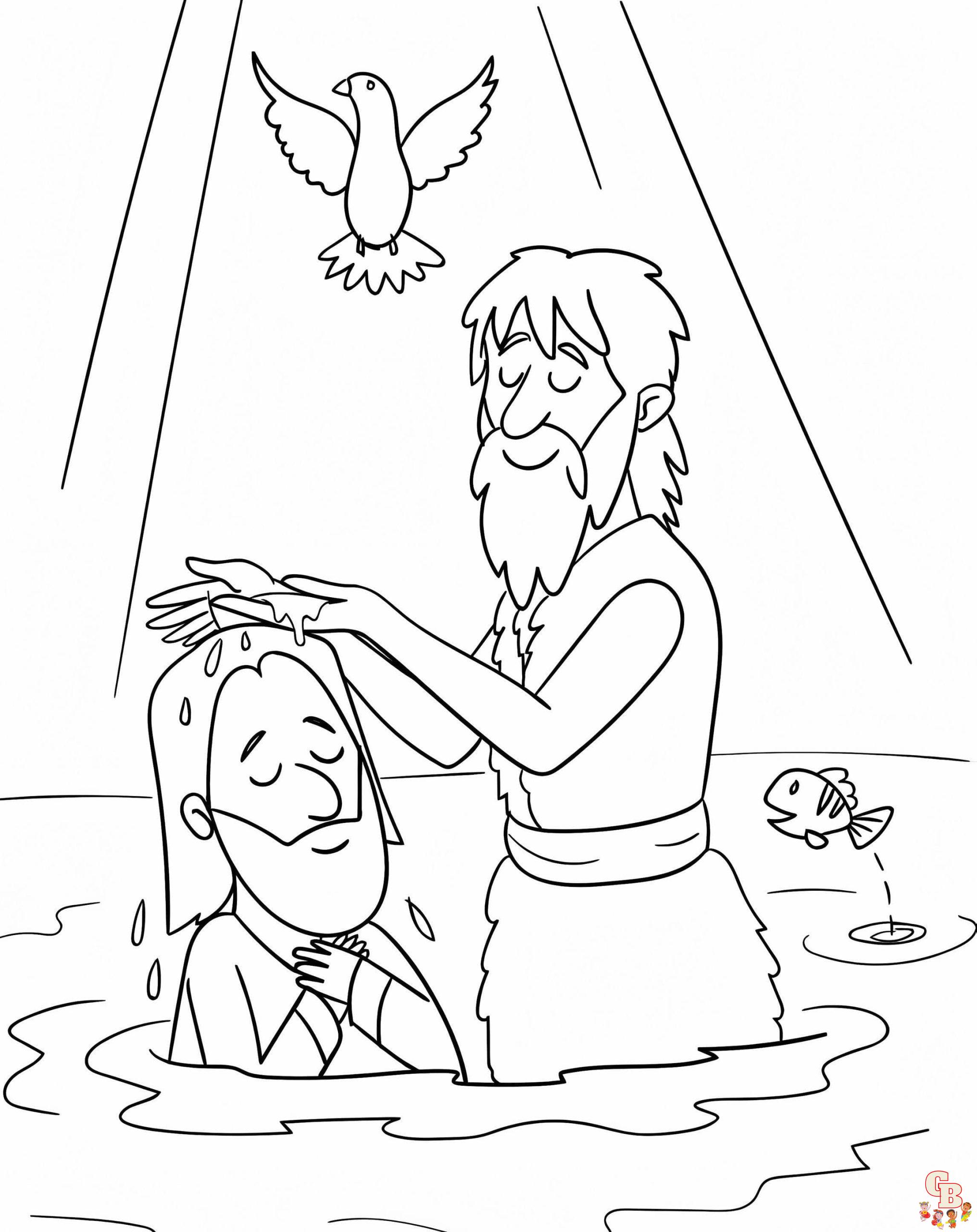 Printable baptism coloring pages free for kids and adults