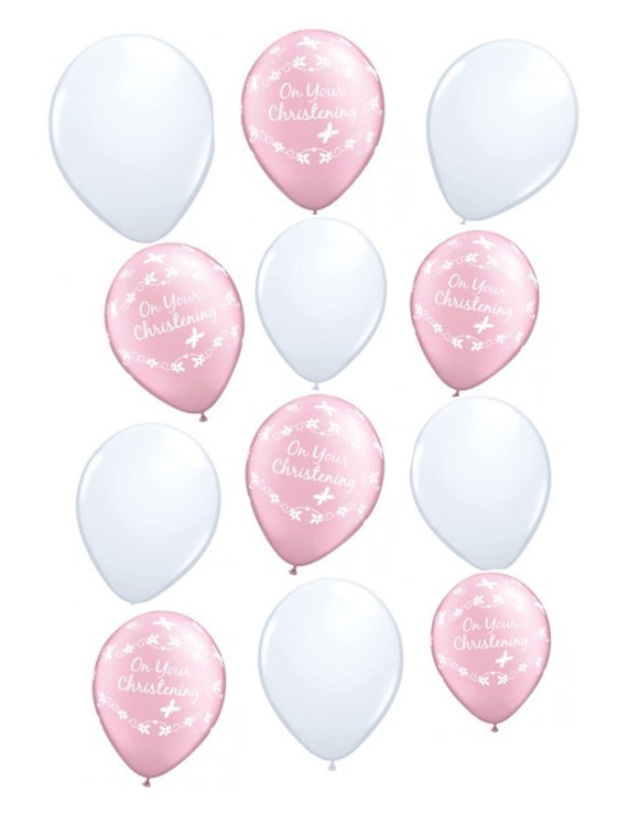 Pink christening party balloons latex religious balloons girls christening on your christening bal