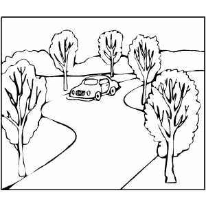 Car on road coloring page
