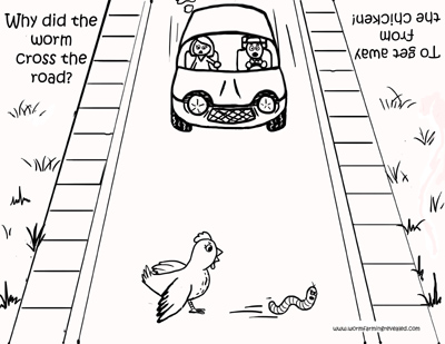 Chicken cross the road coloring page