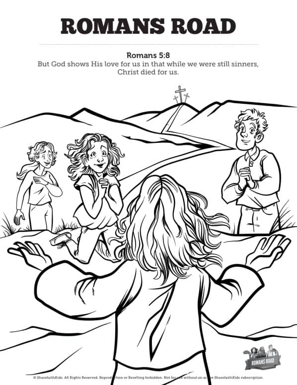 Romans road sunday school coloring pages â