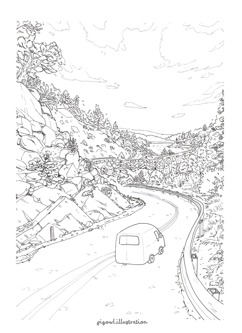 Coloring page road trip free download
